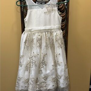 American Princess Ivory and Silver Floral Embroidered Dress